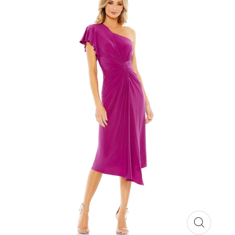 MAC DUGGAL ONE SHOULDER MIDI DRESS. SZ 6 nwt magenta - Picture 2 of 4